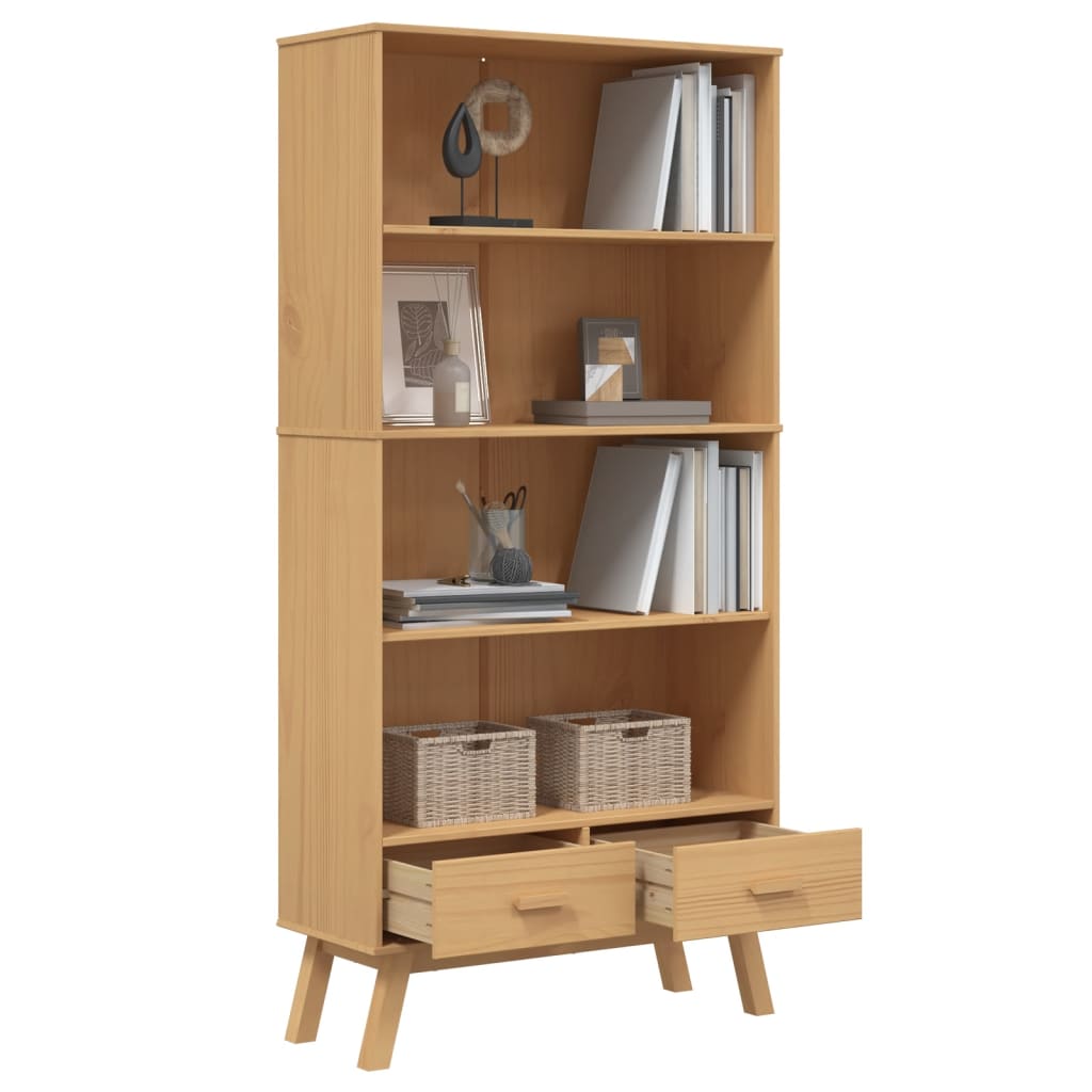 vidaXL Bookcase 4-Tier OLDEN Brown Solid Wood Pine