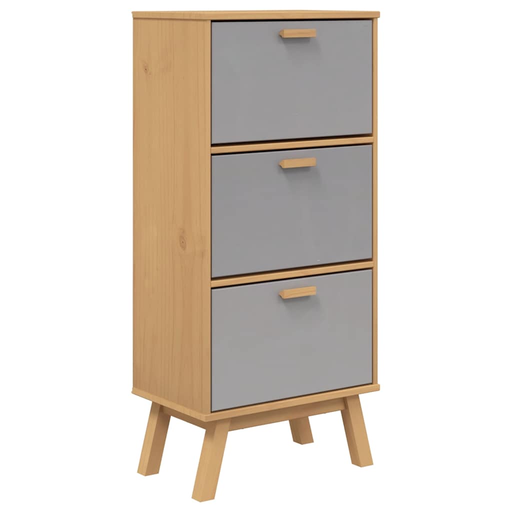 vidaXL Shoe Cabinet OLDEN Grey and Brown 55x35x120cm Solid Wood Pine