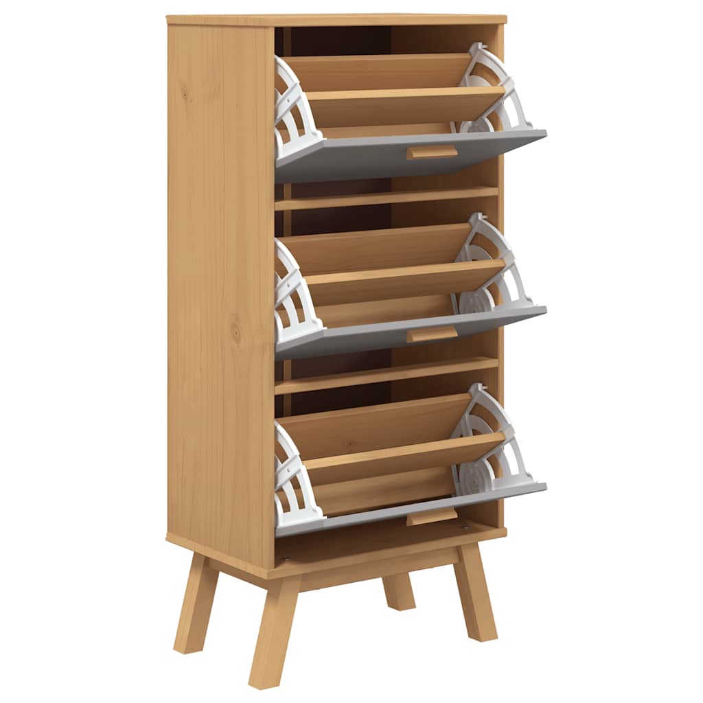 vidaXL Shoe Cabinet OLDEN Grey and Brown 55x35x120cm Solid Wood Pine