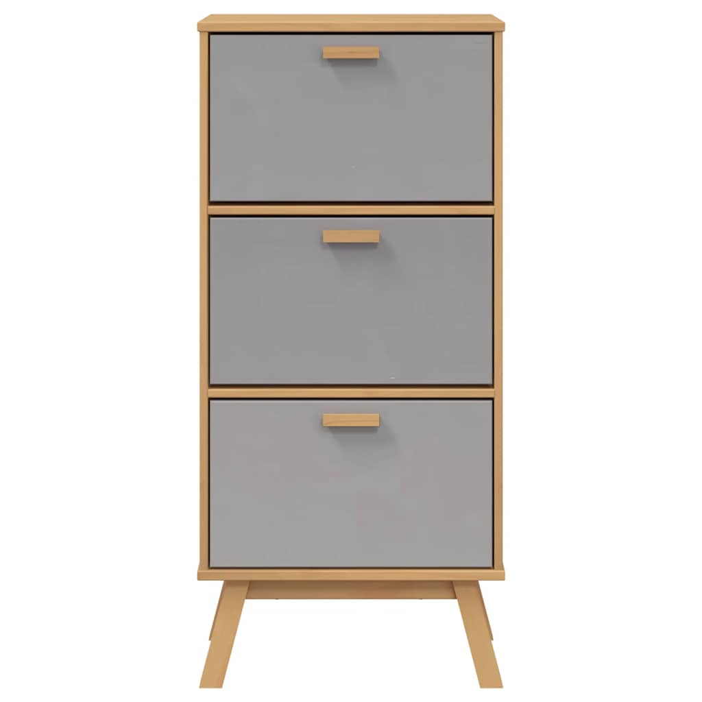 vidaXL Shoe Cabinet OLDEN Grey and Brown 55x35x120cm Solid Wood Pine