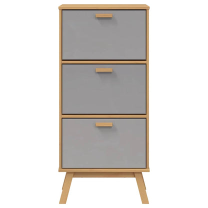 vidaXL Shoe Cabinet OLDEN Grey and Brown 55x35x120cm Solid Wood Pine