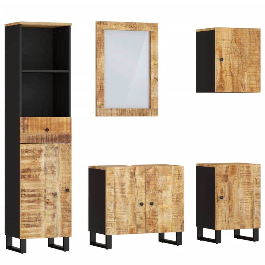 vidaXL 5 Piece Bathroom Furniture Set Solid Wood Mango
