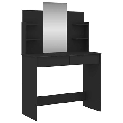 vidaXL Dressing Table | Black | Engineered wood, Glass | 96x39x142 cm