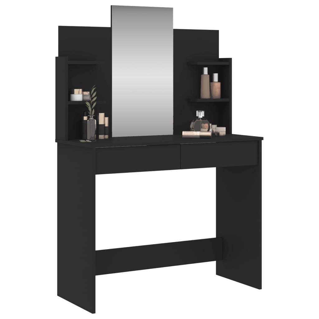 vidaXL Dressing Table | Black | Engineered wood, Glass | 96x39x142 cm