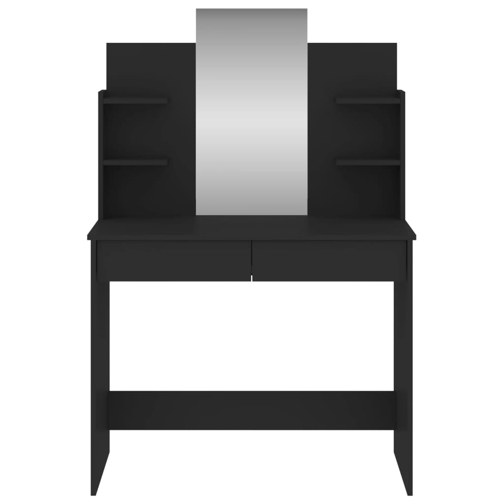 vidaXL Dressing Table | Black | Engineered wood, Glass | 96x39x142 cm