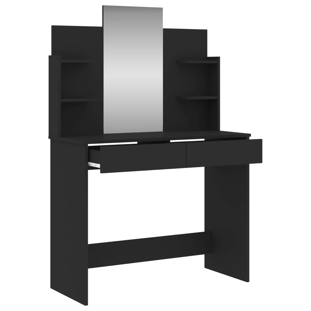 vidaXL Dressing Table | Black | Engineered wood, Glass | 96x39x142 cm