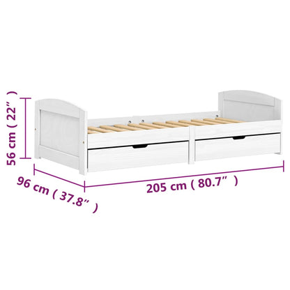 vidaXL Day Bed with 2 Drawers without Mattress "IRUN" White 90x200 cm