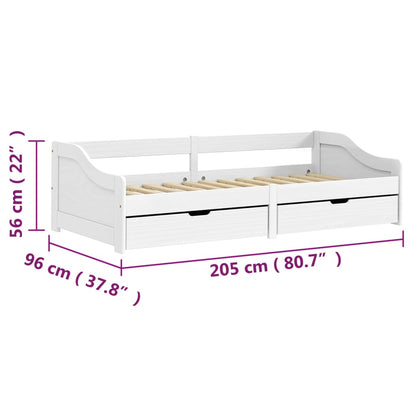 vidaXL Day Bed with 2 Drawers without Mattress "IRUN" White 90x200 cm