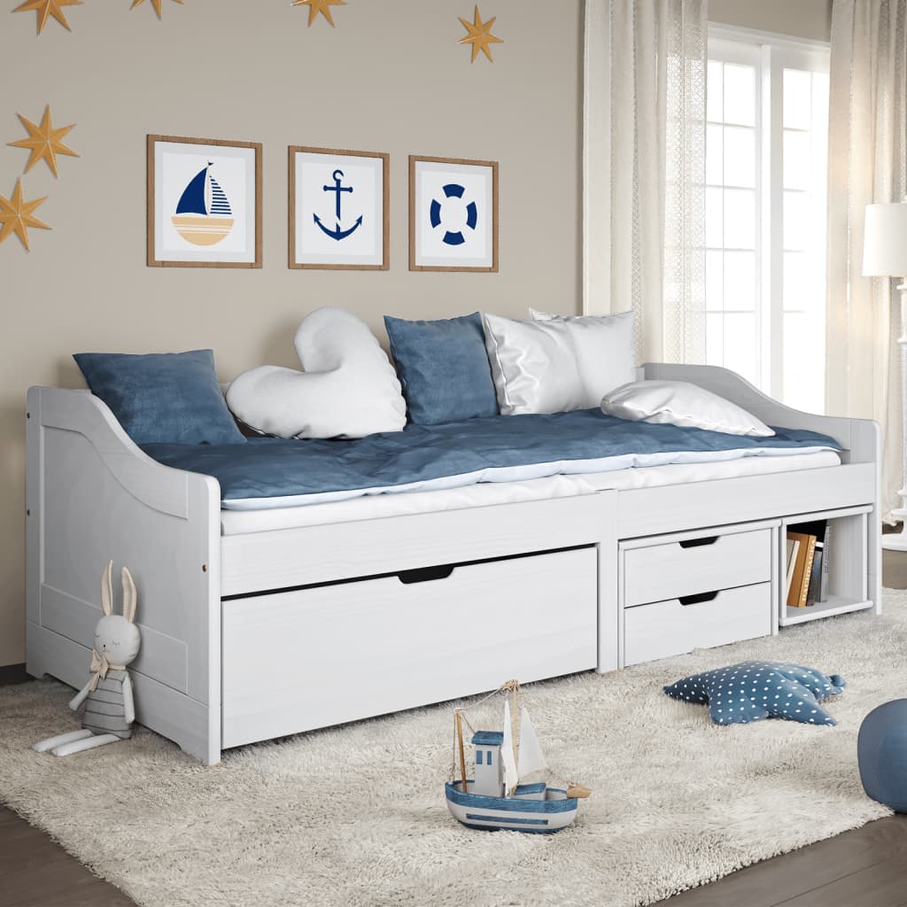 vidaXL Day Bed | White | Solid pinewood, engineered wood | Single | Day Bed