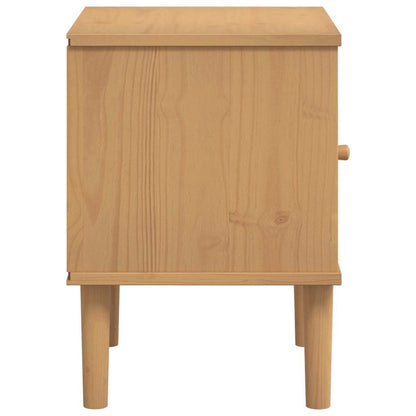 vidaXL Bedside Cabinet SENJA Rattan Look Brown 40x35x48 cm Solid Wood Pine