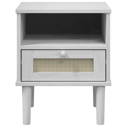 vidaXL Bedside Cabinet SENJA Rattan Look White 40x35x48 cm Solid Wood Pine