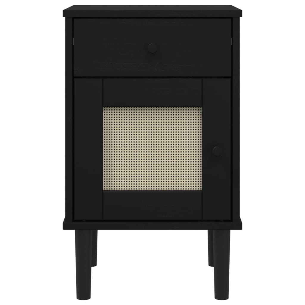 vidaXL Bedside Cabinet SENJA Rattan Look Black 40x35x65 cm Solid Wood Pine