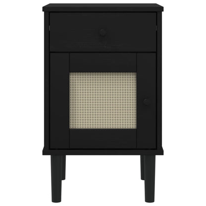 vidaXL Bedside Cabinet SENJA Rattan Look Black 40x35x65 cm Solid Wood Pine