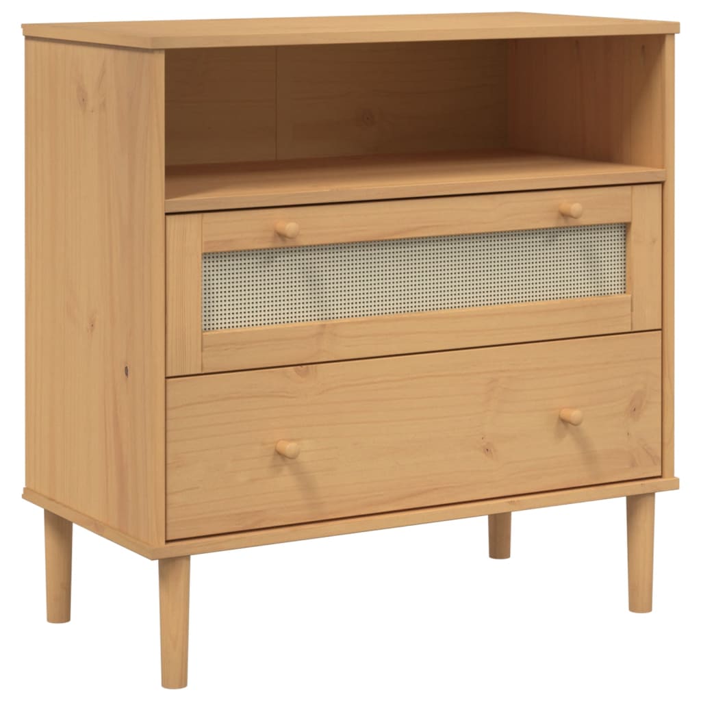 vidaXL Sideboard "SENJA" Rattan Look Brown 80x40x80 cm Solid Wood Pine