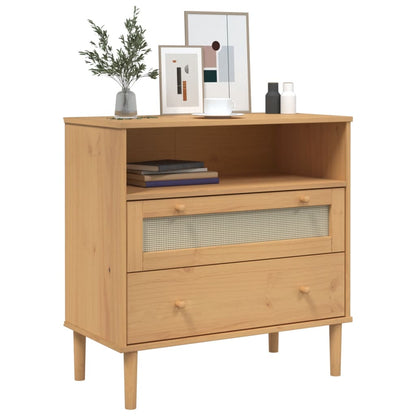 vidaXL Sideboard "SENJA" Rattan Look Brown 80x40x80 cm Solid Wood Pine