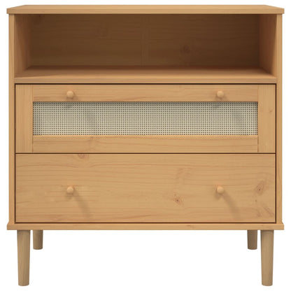 vidaXL Sideboard "SENJA" Rattan Look Brown 80x40x80 cm Solid Wood Pine