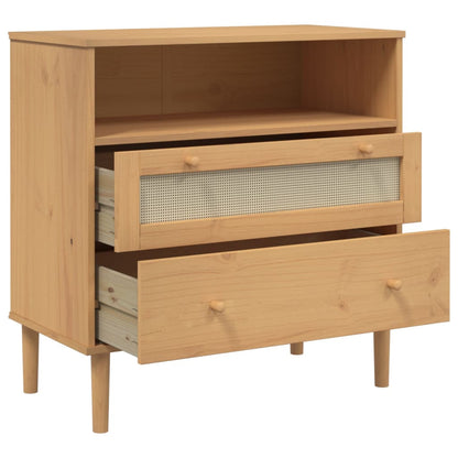 vidaXL Sideboard "SENJA" Rattan Look Brown 80x40x80 cm Solid Wood Pine
