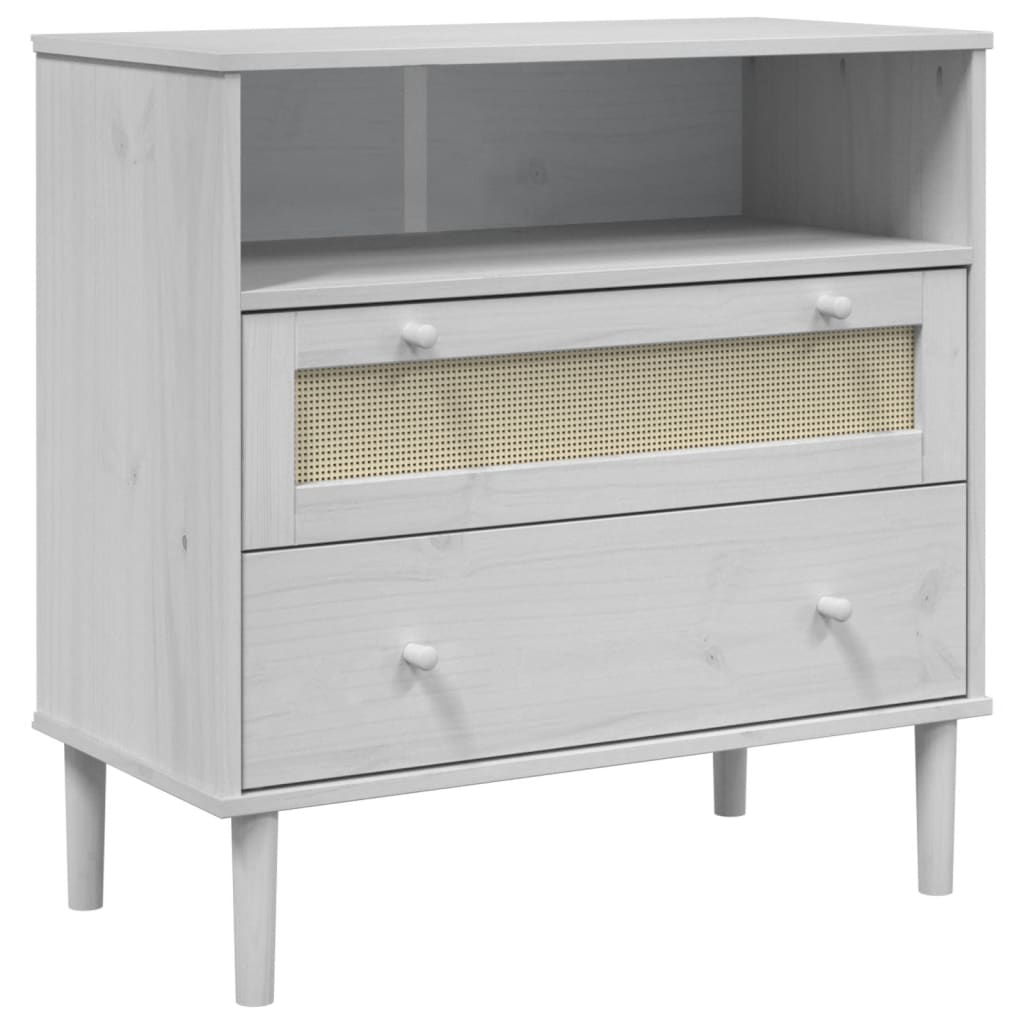 vidaXL Sideboard "SENJA" Rattan Look White 80x40x80 cm Solid Wood Pine