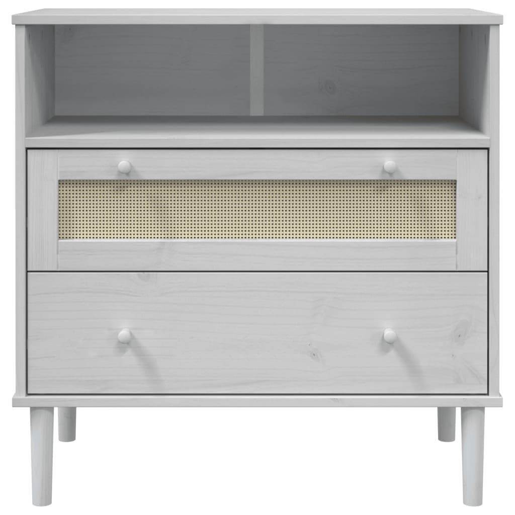 vidaXL Sideboard SENJA Rattan Look White 80x40x80 cm Solid Wood Pine