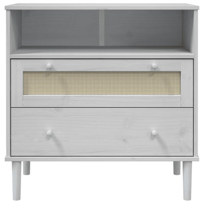 vidaXL Sideboard SENJA Rattan Look White 80x40x80 cm Solid Wood Pine