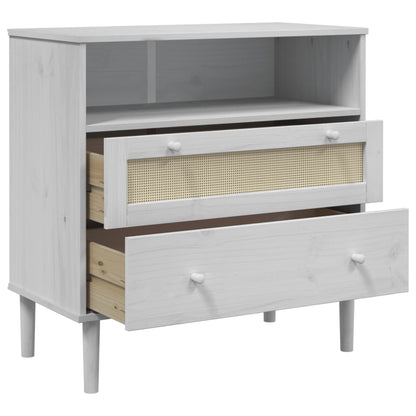 vidaXL Sideboard "SENJA" Rattan Look White 80x40x80 cm Solid Wood Pine