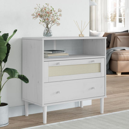 vidaXL Sideboard "SENJA" Rattan Look White 80x40x80 cm Solid Wood Pine
