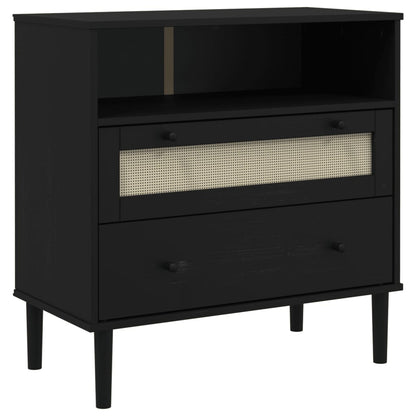 vidaXL Sideboard "SENJA" Rattan Look Black 80x40x80 cm Solid Wood Pine