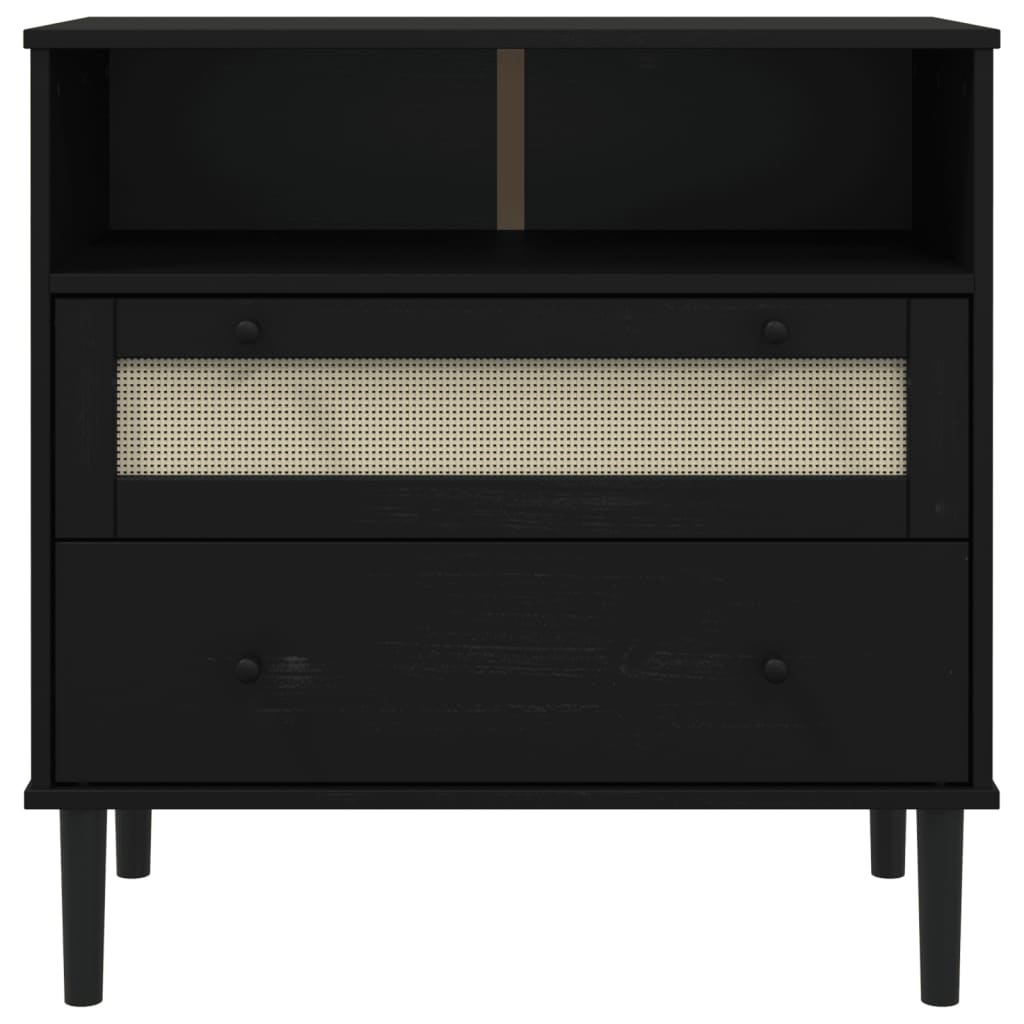 vidaXL Sideboard SENJA Rattan Look Black 80x40x80 cm Solid Wood Pine