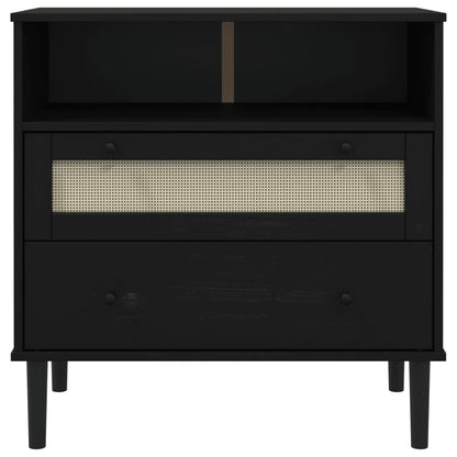 vidaXL Sideboard SENJA Rattan Look Black 80x40x80 cm Solid Wood Pine