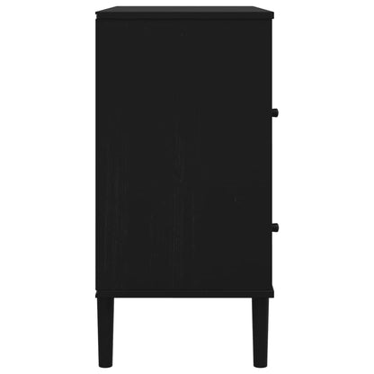 vidaXL Sideboard "SENJA" Rattan Look Black 80x40x80 cm Solid Wood Pine