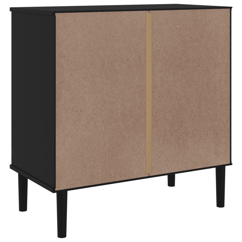 vidaXL Sideboard "SENJA" Rattan Look Black 80x40x80 cm Solid Wood Pine