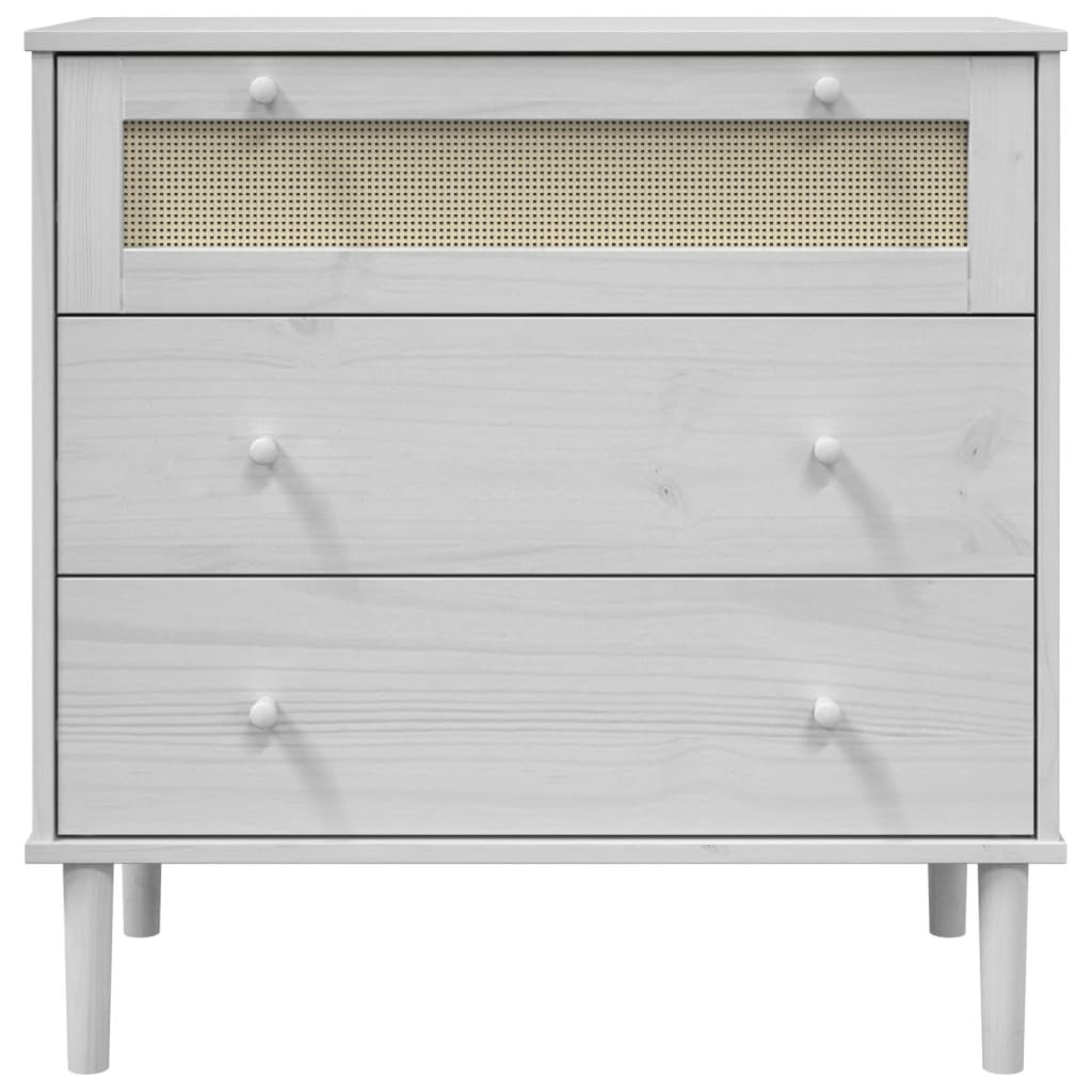 vidaXL Drawer Cabinet SENJA Rattan Look White 80x40x80 cm Solid Wood Pine