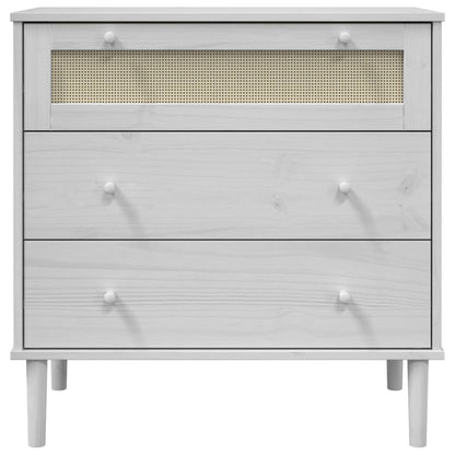 vidaXL Drawer Cabinet SENJA Rattan Look White 80x40x80 cm Solid Wood Pine