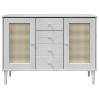vidaXL Sideboard SENJA Rattan Look White 112x40x80 cm Solid Wood Pine