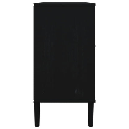 vidaXL Sideboard SENJA Rattan Look Black 112x40x80 cm Solid Wood Pine