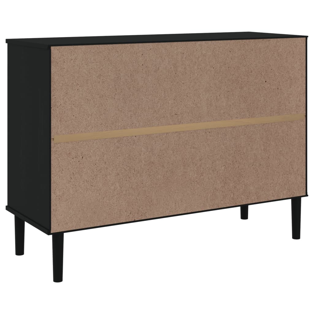 vidaXL Sideboard SENJA Rattan Look Black 112x40x80 cm Solid Wood Pine