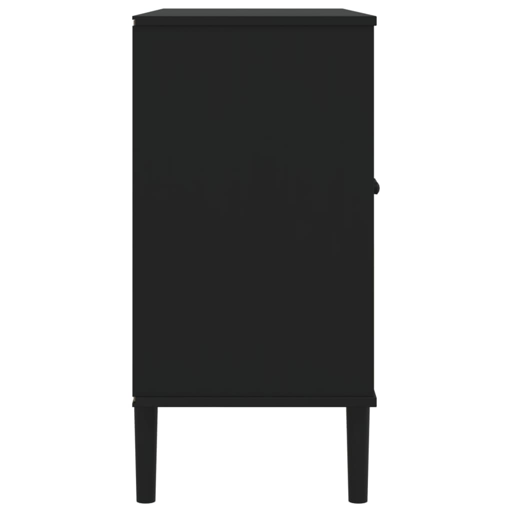 vidaXL Sideboard | Black | Solid pine wood, Engineered wood, Poly rattan | Large