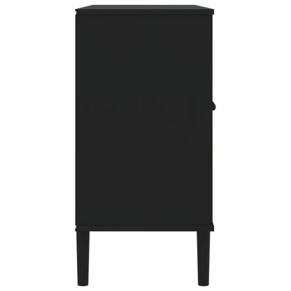 vidaXL Sideboard | Black | Solid pine wood, Engineered wood, Poly rattan | Large