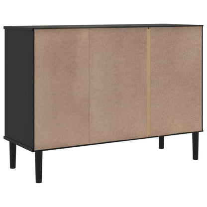 vidaXL Sideboard | Black | Solid pine wood, Engineered wood, Poly rattan | Large