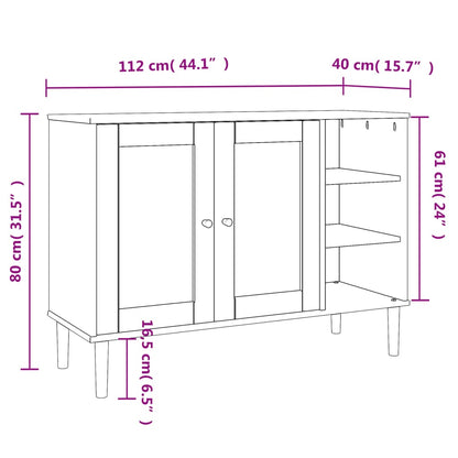 vidaXL Sideboard | Black | Solid pine wood, Engineered wood, Poly rattan | Large