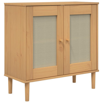 vidaXL Sideboard "SENJA" Rattan Look Brown 80x35x80 cm Solid Wood Pine