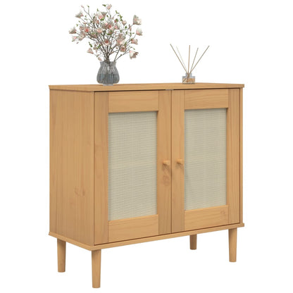 vidaXL Sideboard "SENJA" Rattan Look Brown 80x35x80 cm Solid Wood Pine