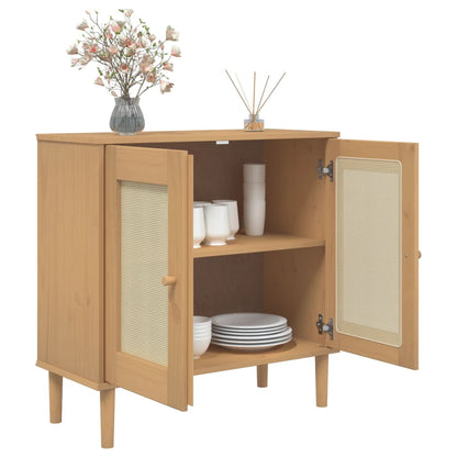 vidaXL Sideboard "SENJA" Rattan Look Brown 80x35x80 cm Solid Wood Pine