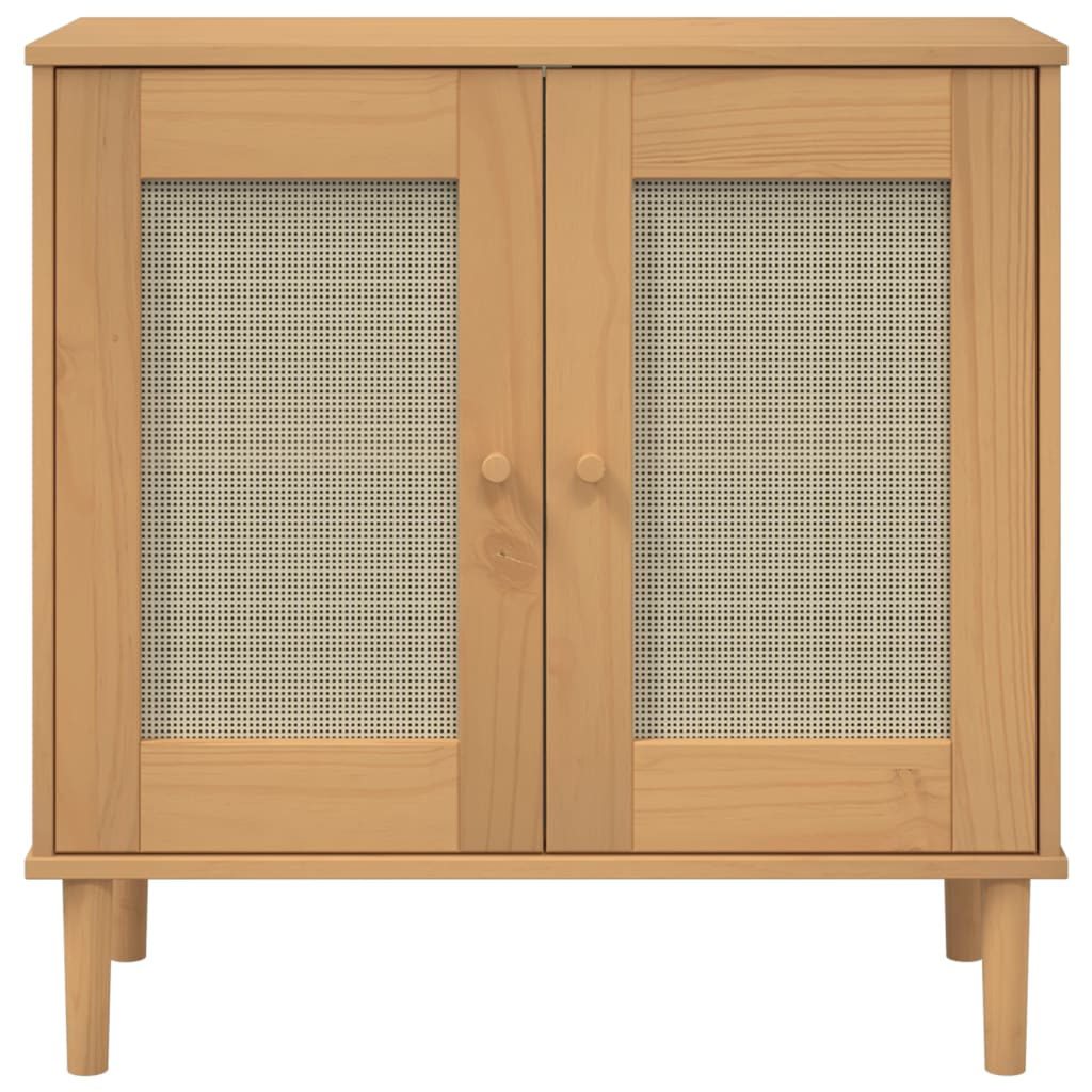 vidaXL Sideboard "SENJA" Rattan Look Brown 80x35x80 cm Solid Wood Pine