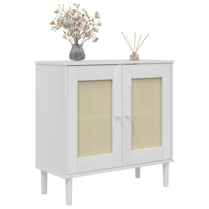 vidaXL Sideboard "SENJA" Rattan Look White 80x35x80 cm Solid Wood Pine