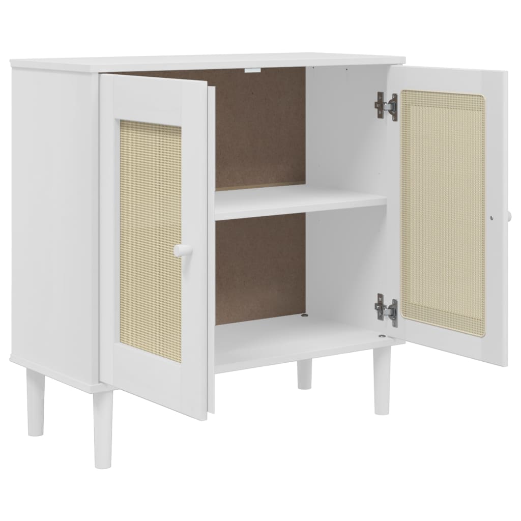 vidaXL Sideboard "SENJA" Rattan Look White 80x35x80 cm Solid Wood Pine