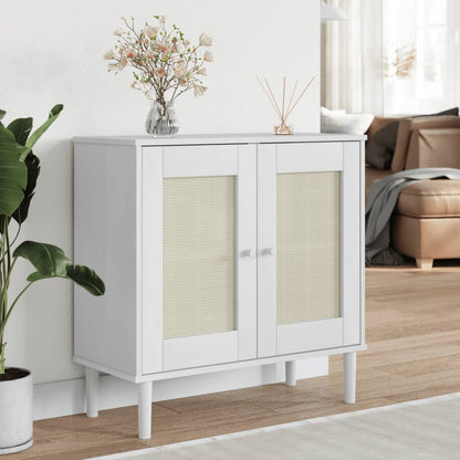 vidaXL Sideboard "SENJA" Rattan Look White 80x35x80 cm Solid Wood Pine