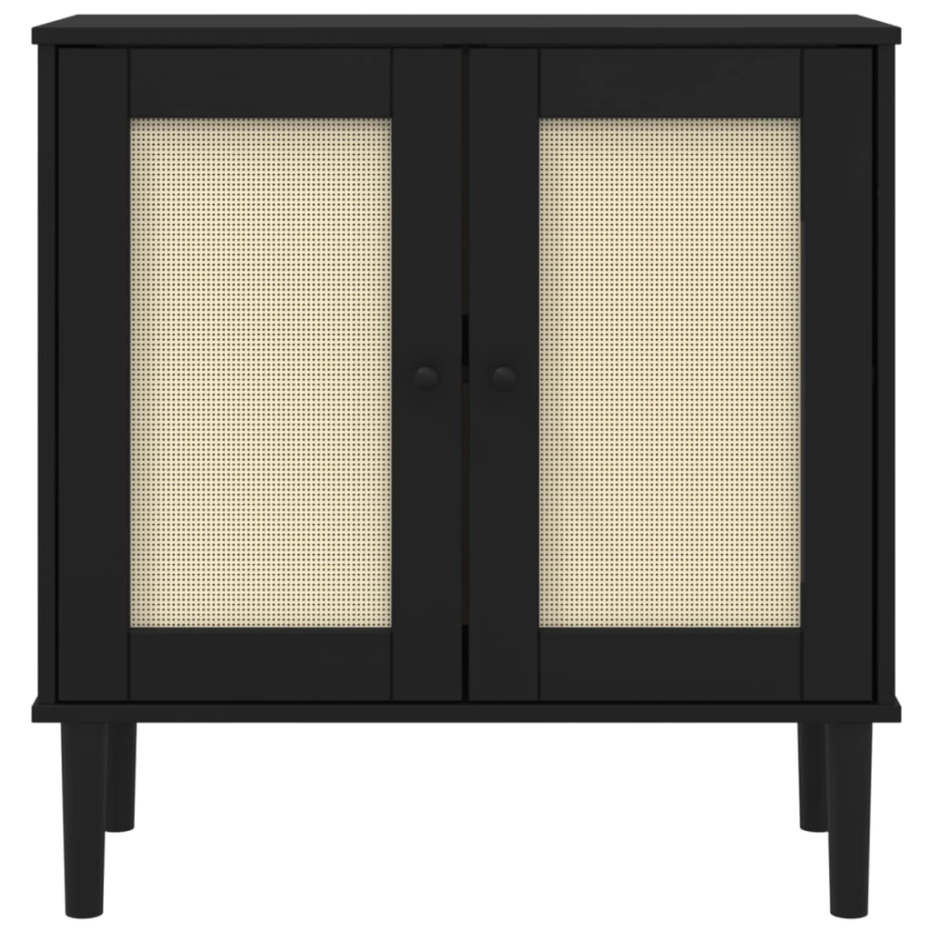 vidaXL Sideboard SENJA Rattan Look Black 80x35x80 cm Solid Wood Pine