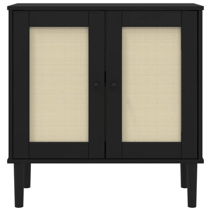 vidaXL Sideboard SENJA Rattan Look Black 80x35x80 cm Solid Wood Pine