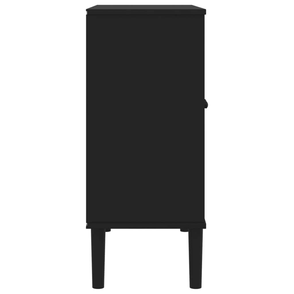 vidaXL Sideboard "SENJA" Rattan Look Black 80x35x80 cm Solid Wood Pine